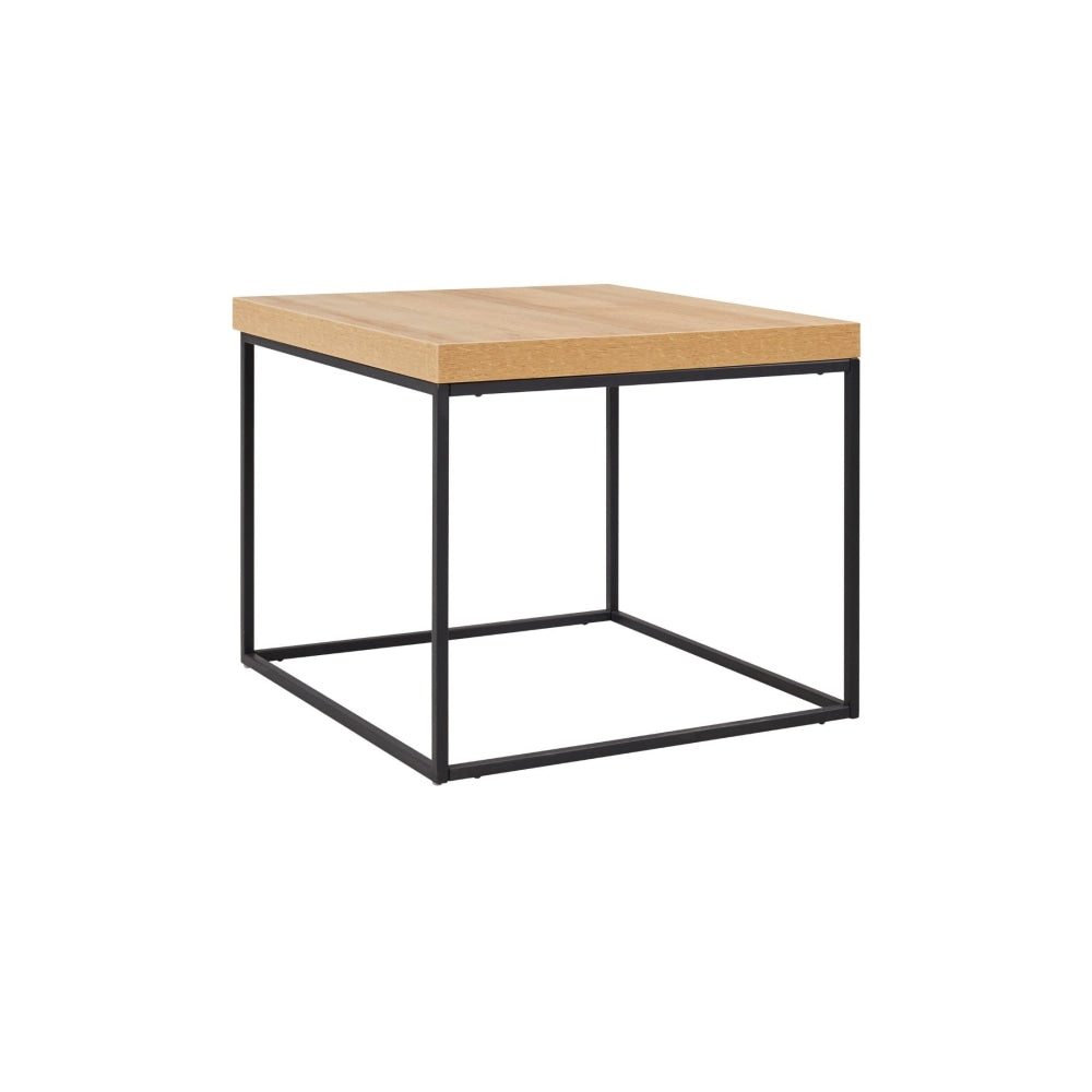 Modern Square Wooden Lamp End Side Table Metal Frame - Oak Fast shipping On sale