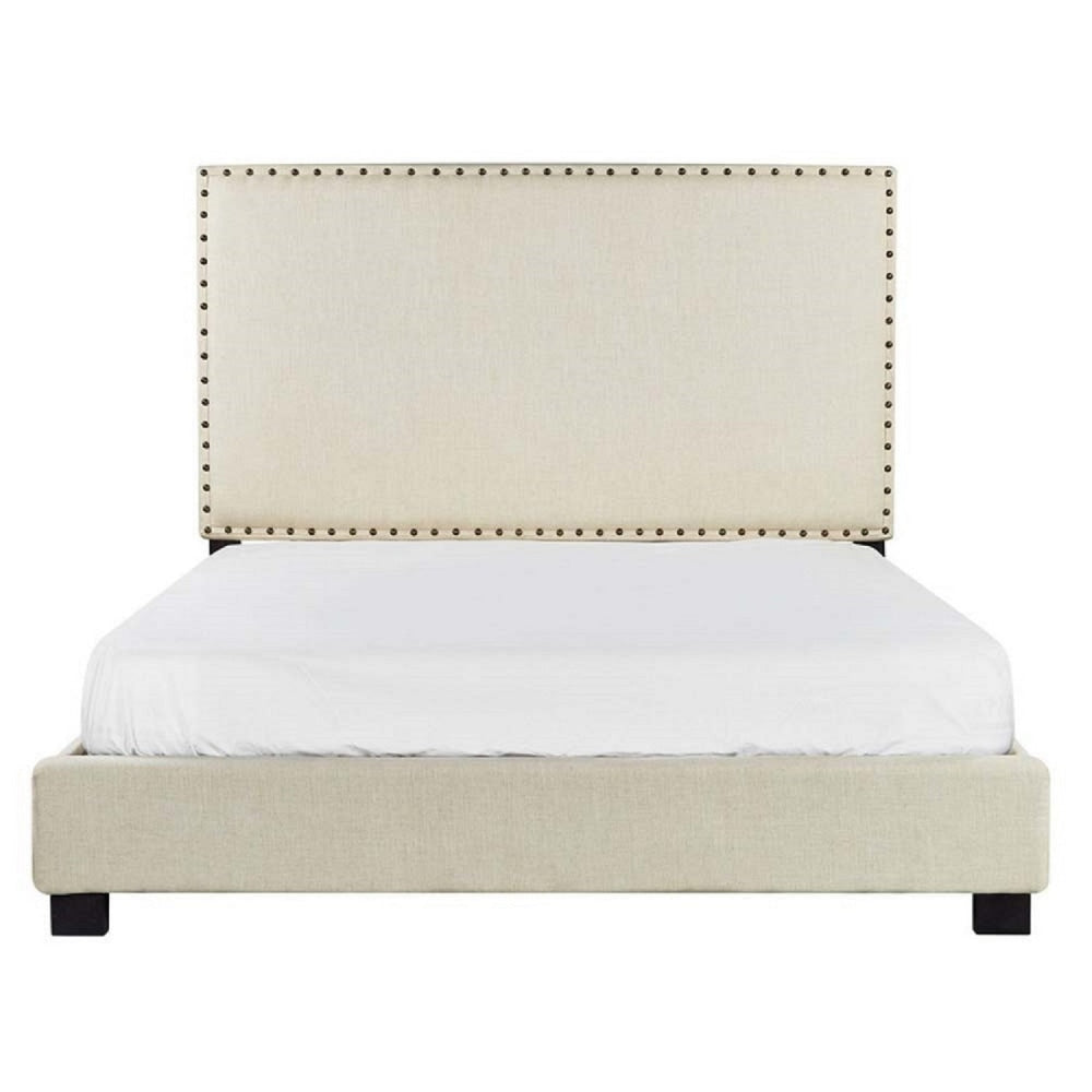 Fabric Queen Bed Frame With Headboard - Beige Fast shipping On sale