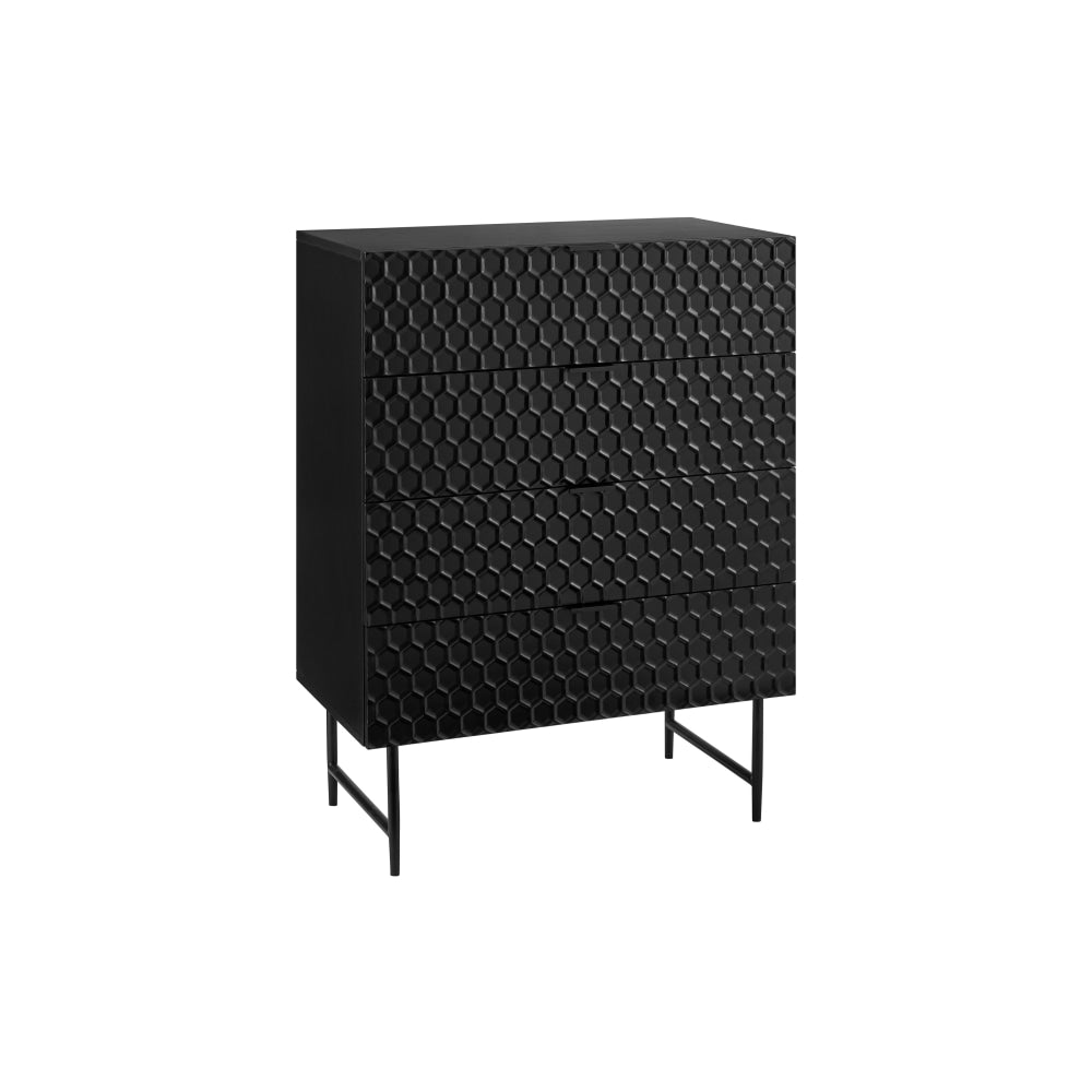 Honeycomb Chest of 4-Drawers Tallboy Storage Cabinet- Black Of Drawers Fast shipping On sale