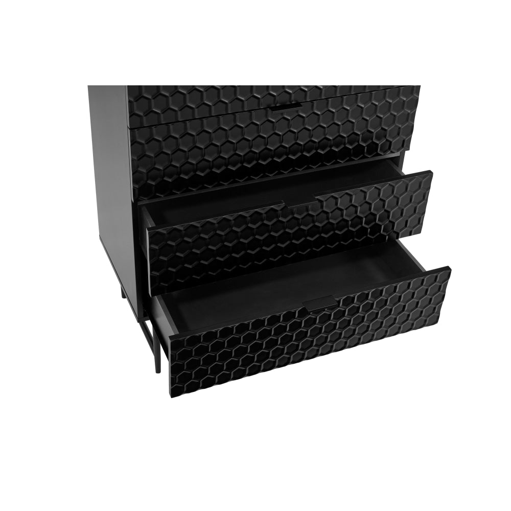 Honeycomb Chest of 4-Drawers Tallboy Storage Cabinet- Black Of Drawers Fast shipping On sale