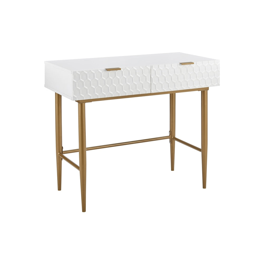 Honeycomb Wooden Dressing Console Hallway Hall Table W/ 2-Drawers - White Fast shipping On sale