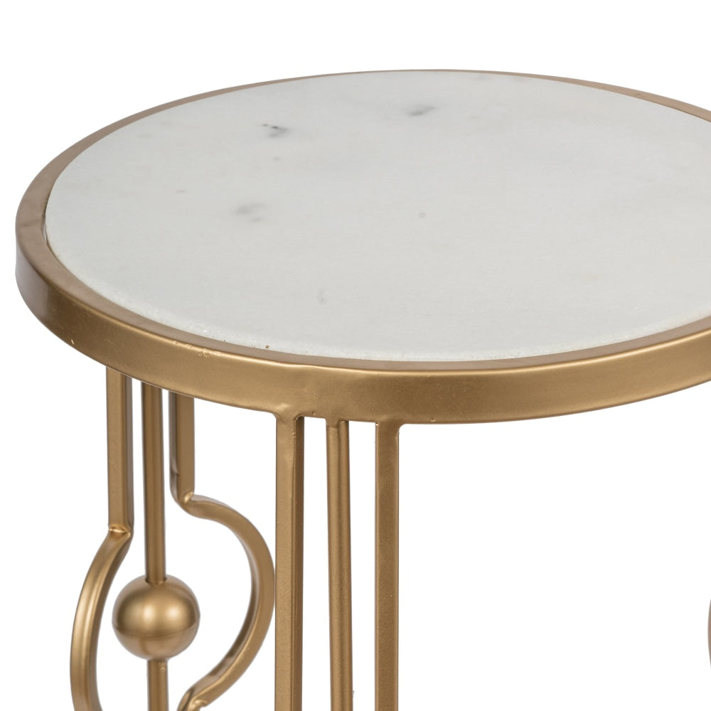 Hoop Round Art Deco Marble Side Table Metal Frame 30cm Fast shipping On sale