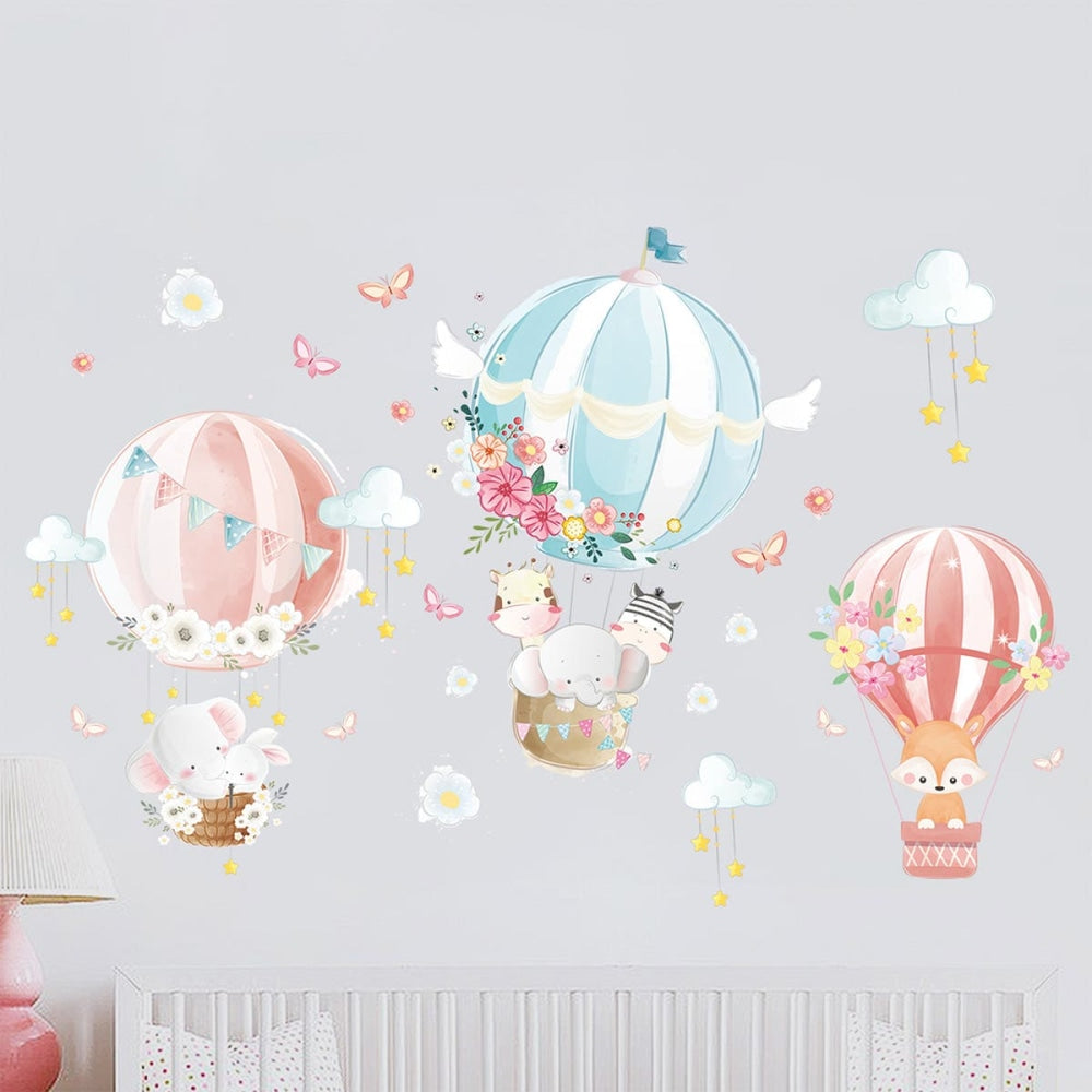 Hot Air Balloon and Baby Animals Wall Sticker Decoration Decor Fast shipping On sale
