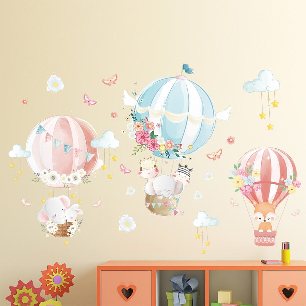 Hot Air Balloon and Baby Animals Wall Sticker Decoration Decor Fast shipping On sale