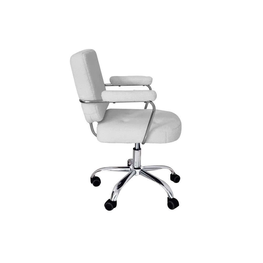 Huggy Faux - Fur Sheeperd Office Task Working Computer Chair - White Fast shipping On sale