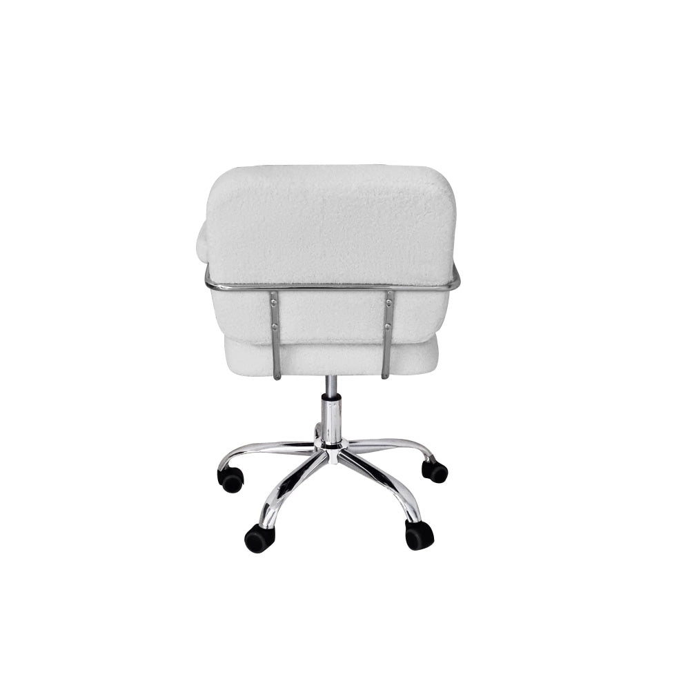 Huggy Faux-Fur Sheeperd Office Task Working Computer Chair - White Fast shipping On sale