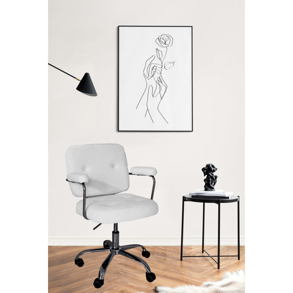 Huggy Faux-Fur Sheeperd Office Task Working Computer Chair - White Fast shipping On sale