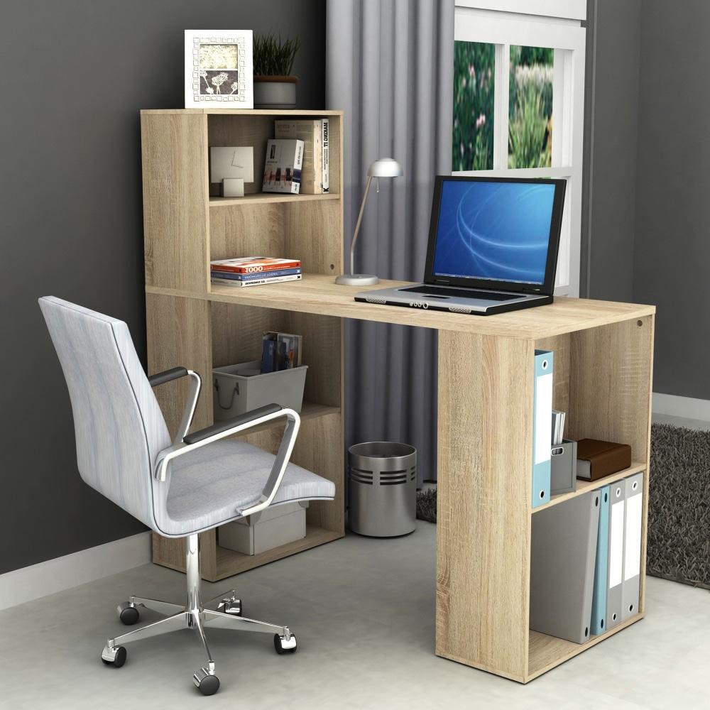 Hugo Study Writing Computer Office Desk Table W/ Storage - Light Sonoma Oak Fast shipping On sale
