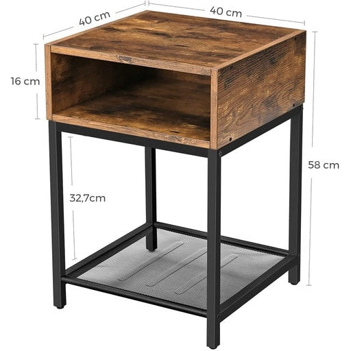 Vasagle Side Table with Open Compartment and Mesh Shelf Industrial Rustic Brown Fast shipping On sale