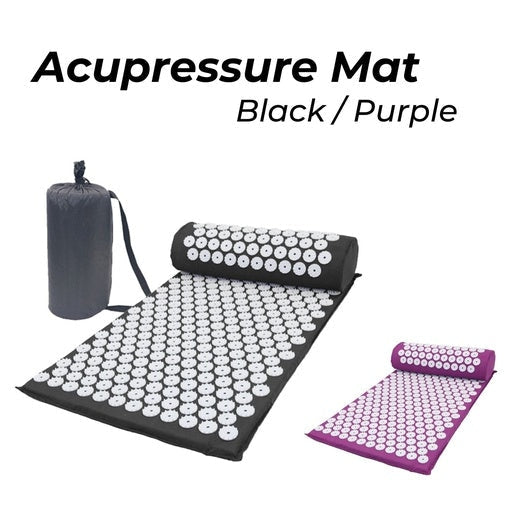 Acupressure Mat & Pillow Bag Massage Fitness (Black) Sports Fast shipping On sale