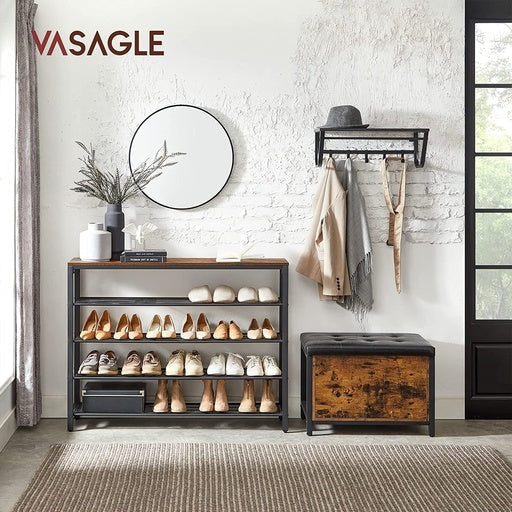 Vasagle Shoe Storage Bench with 4 Mesh Shelves Cabinet Rustic Brown Fast shipping On sale