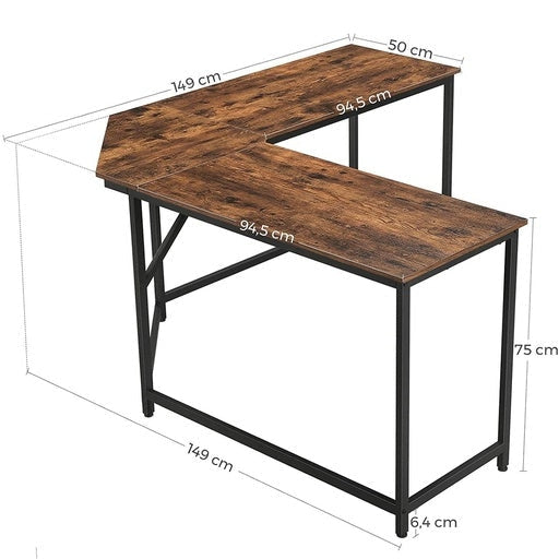 Vasagle L-Shaped Computer Office Desk Rustic Brown Fast shipping On sale