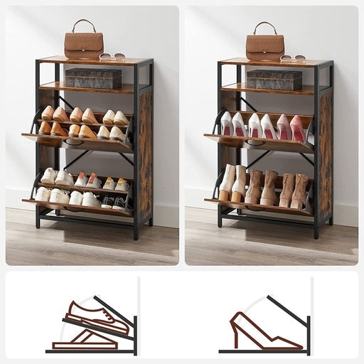 Shoe Cabinet with 2 Compartments Hallway Brown Black Fast shipping On sale
