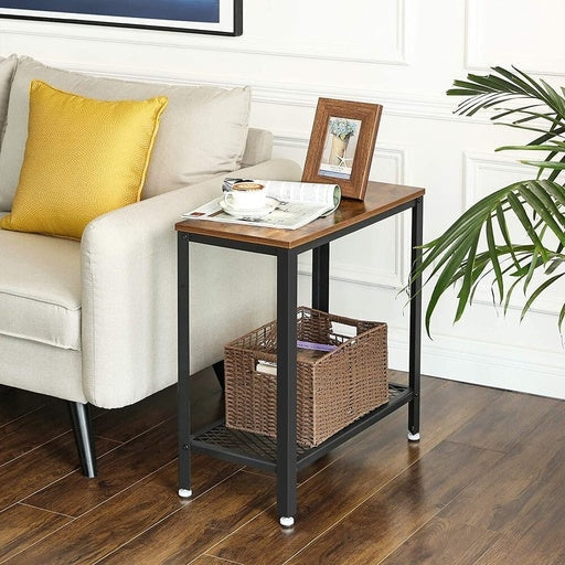 Vasagle Industrial Side Table with Mesh Shelf Rustic Brown Fast shipping On sale