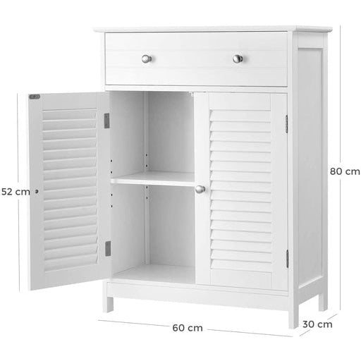 Vasagle Floor Cabinet with Drawer and 2 Slat Doors White Storage Cupboard Fast shipping On sale