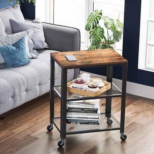 Kitchen Trolley Storage Cart with Wheels Rectangle Rustic Brown Fast shipping On sale