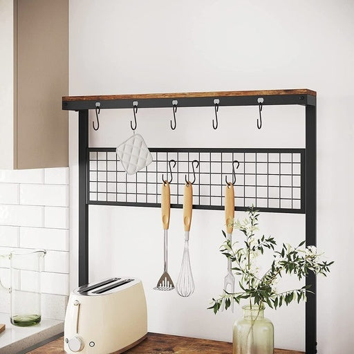 Vasagle 3 Tier Kitchen Storage Shelves with 10 S-Hooks Shelf Rustic Brown Matte Black Island Fast shipping On sale