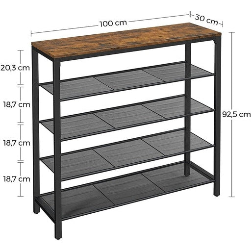 Vasagle 5 Tier Shoe Rack Metal Cabinet Rustic Brown Fast shipping On sale