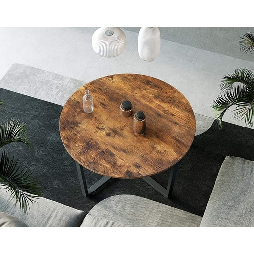 Round Coffee Table Industrial Rustic Brown/Black Fast shipping On sale