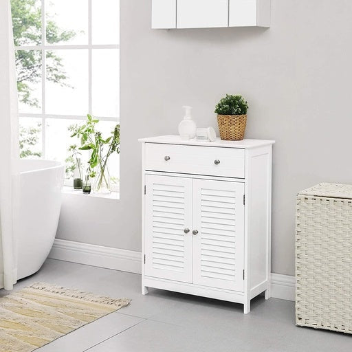 Vasagle Floor Cabinet with Drawer and 2 Slat Doors White Storage Cupboard Fast shipping On sale