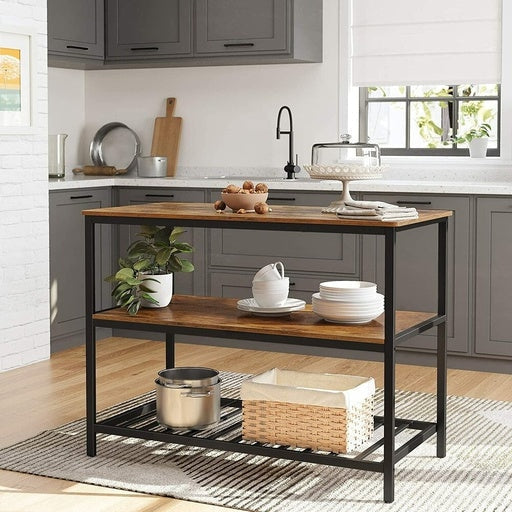 Vasagle Kitchen Shelf with Large Worktop Rustic Brown/Black Island Fast shipping On sale