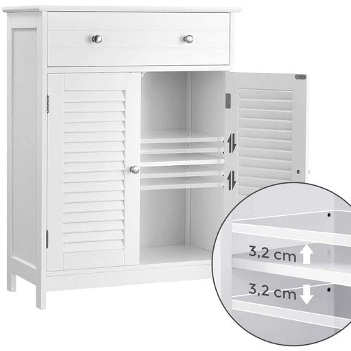 Vasagle Floor Cabinet with Drawer and 2 Slat Doors White Storage Cupboard Fast shipping On sale