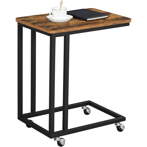 Vasagle C-Shaped Side Table with Wheels Greige Black Fast shipping On sale