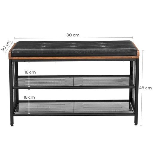 3 Tier Shoe Storage Bench with Padded Seat Cabinet Rack Vintage Brown Fast shipping On sale