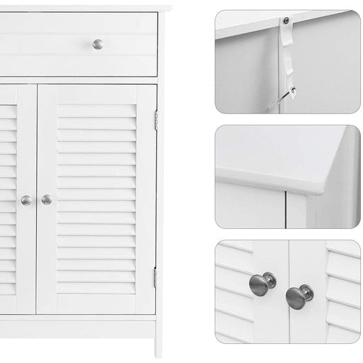Vasagle Floor Cabinet with Drawer and 2 Slat Doors White Storage Cupboard Fast shipping On sale
