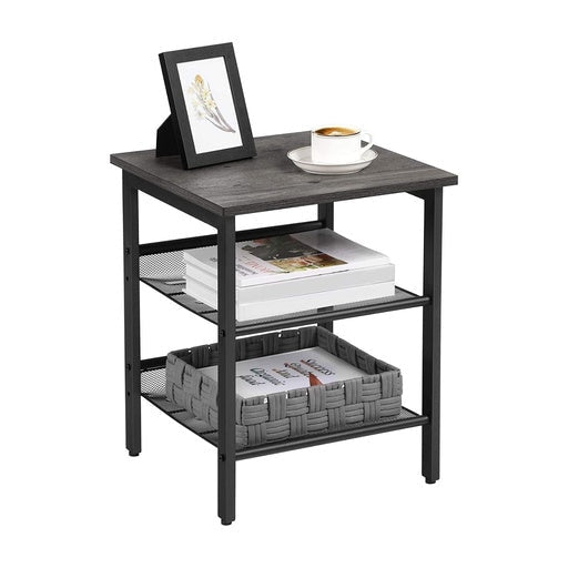 Vasagle Set of 2 Side Table with Mesh Shelves Charcoal Gray Fast shipping On sale