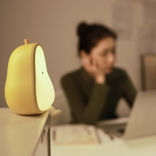 Yellowish Pear Silicone LED Nightlight Rechargeable Tap Bedside Table Light Lamp Fast shipping On sale