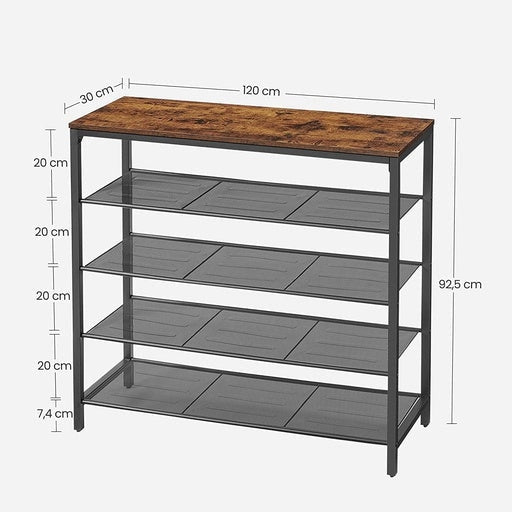 Vasagle Shoe Storage Bench with 4 Mesh Shelves Cabinet Rustic Brown Fast shipping On sale