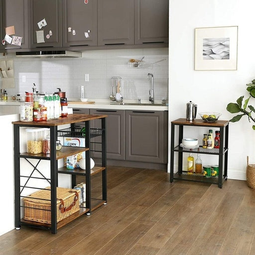 Kitchen Trolley Storage Cart with Wheels Rectangle Rustic Brown Fast shipping On sale