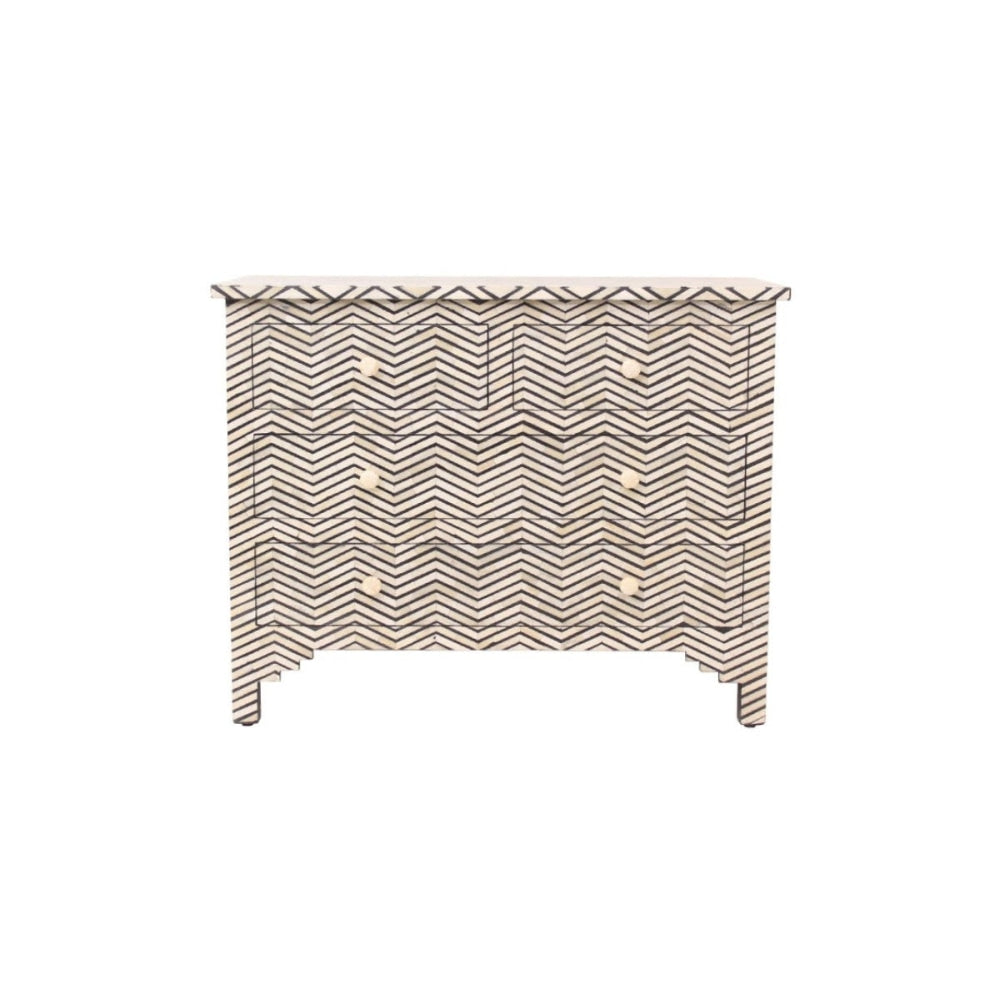 Indu Chevron Bone Inlay Chest of 6-Drawers Lowboy Storage Cabinet Of Drawers Fast shipping On sale