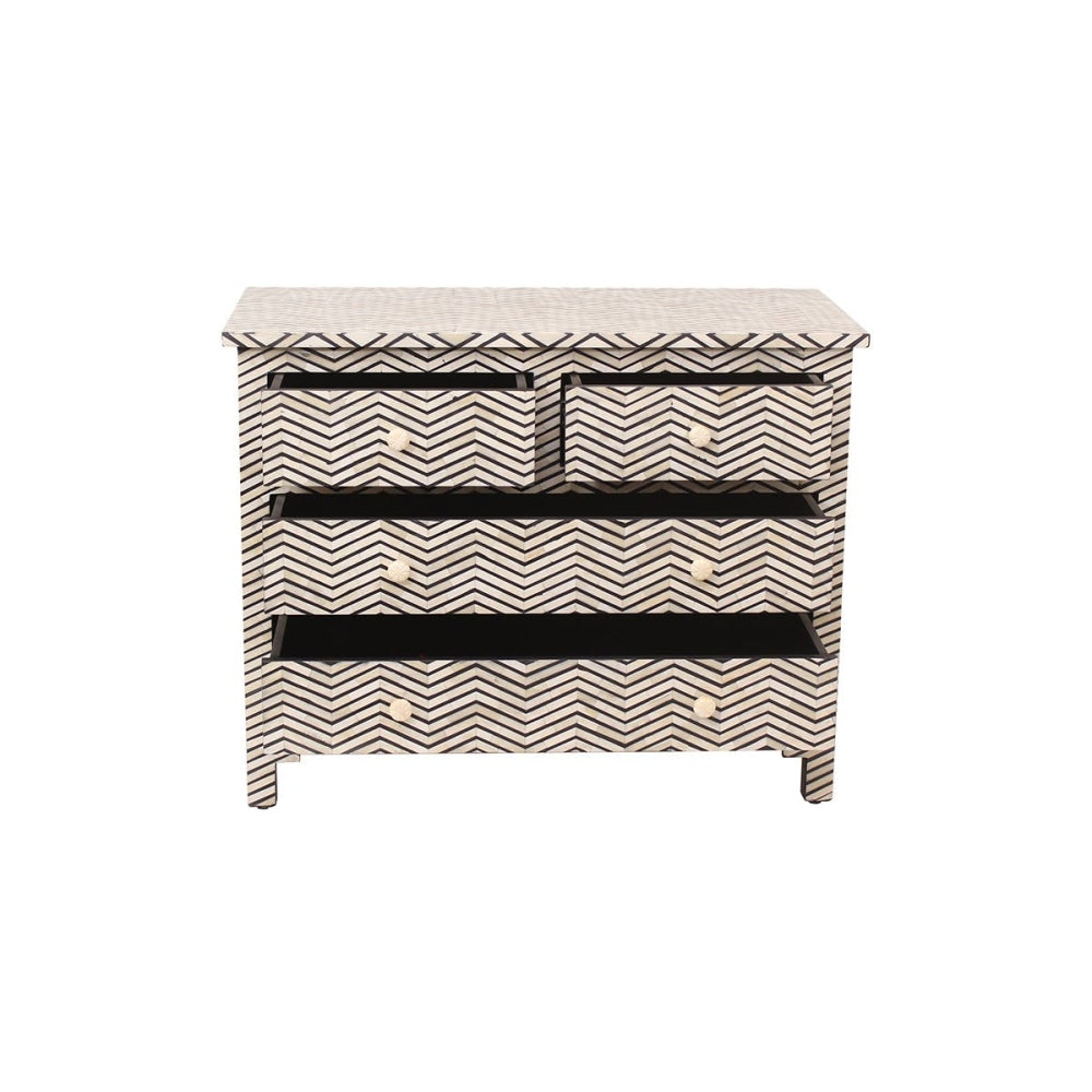 Indu Chevron Bone Inlay Chest of 6-Drawers Lowboy Storage Cabinet Of Drawers Fast shipping On sale