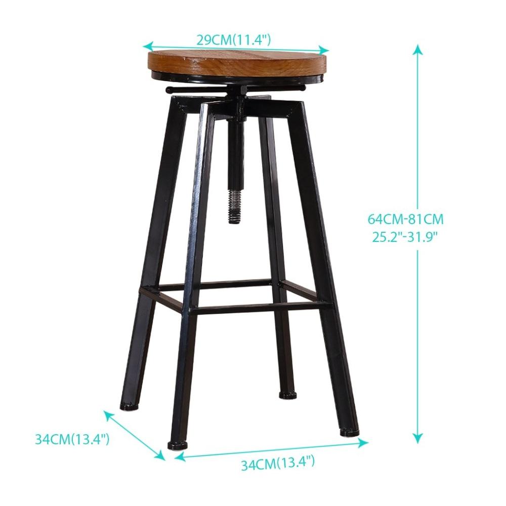 Industrial Bar Stools Kitchen Stool Wooden Barstools Swivel Chair Vintage Fast shipping On sale