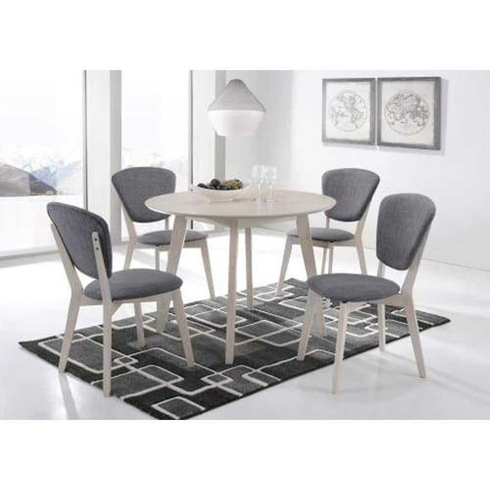 Ingrid Round Wood Dining Table - White Wash Fast shipping On sale
