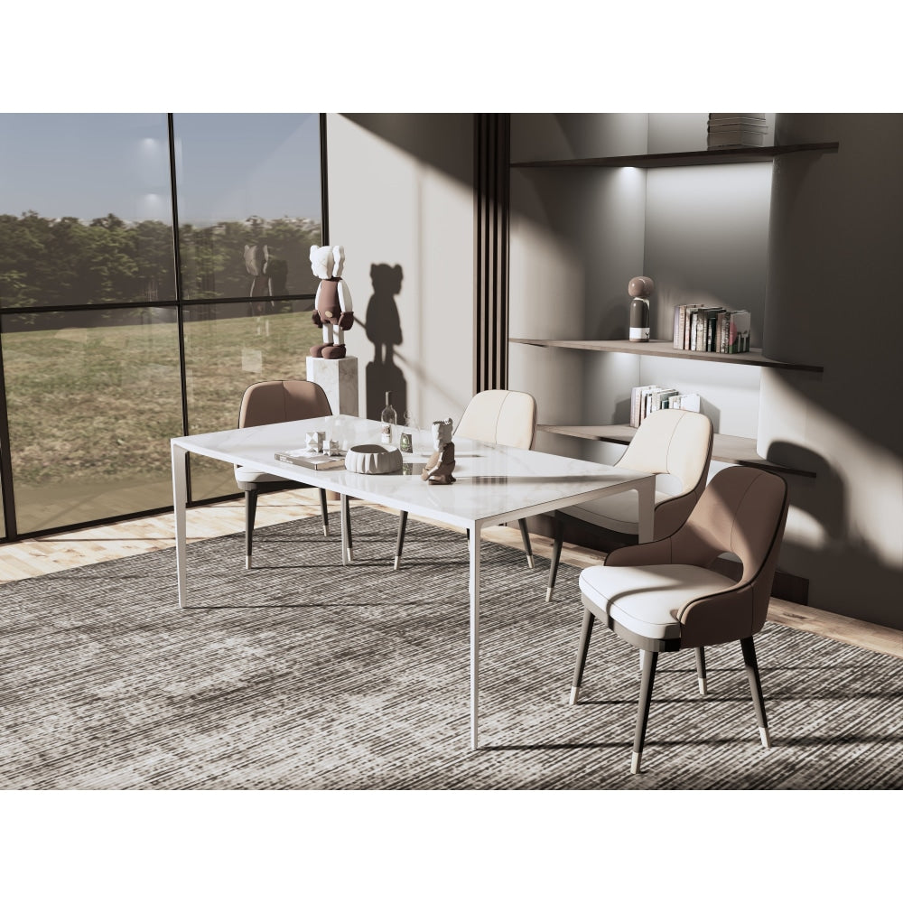 Innovation S Sintered Porcelain Stone Modern Italian Design Rectangular Dining Table 140cm - Calacatta Oro / Silky White Fast shipping