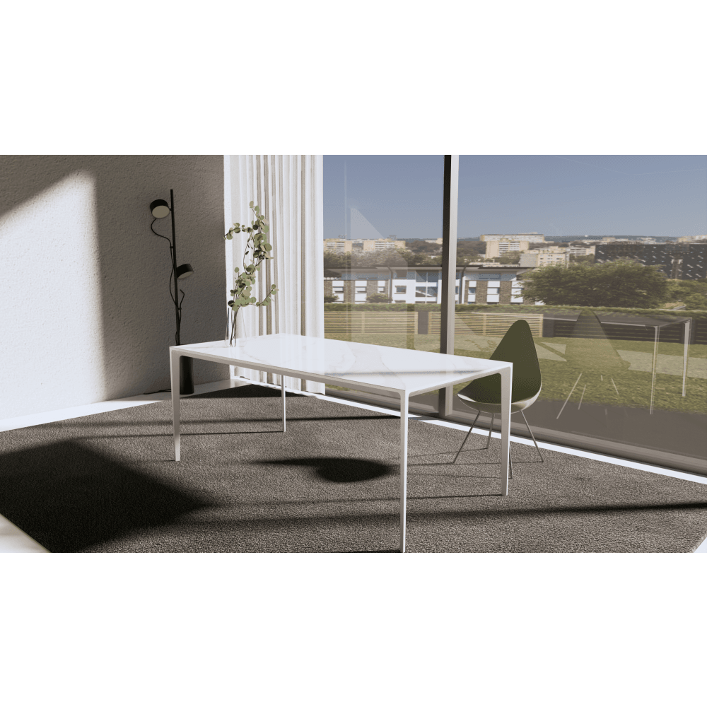 Innovation S Sintered Porcelain Stone Modern Italian Design Rectangular Dining Table 140cm - Calacatta Oro / Silky White Fast shipping