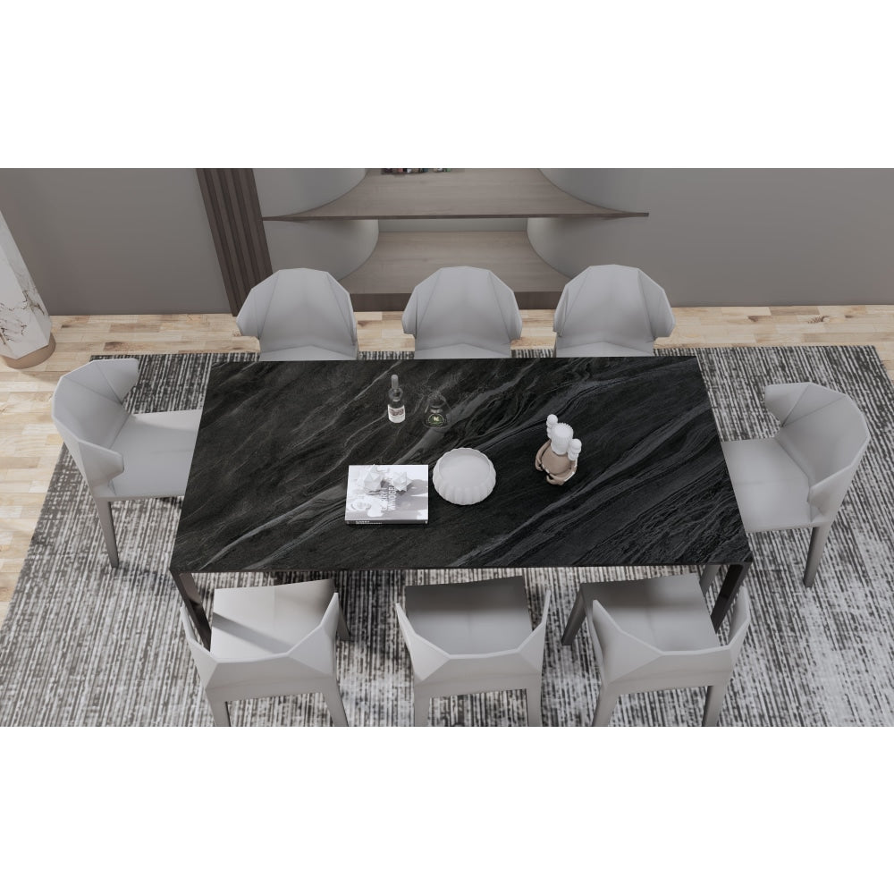 Innovation S Sintered Porcelain Stone Modern Italian Design Rectangular Dining Table 180cm - Black Sandstone / Bronze Fast shipping On sale