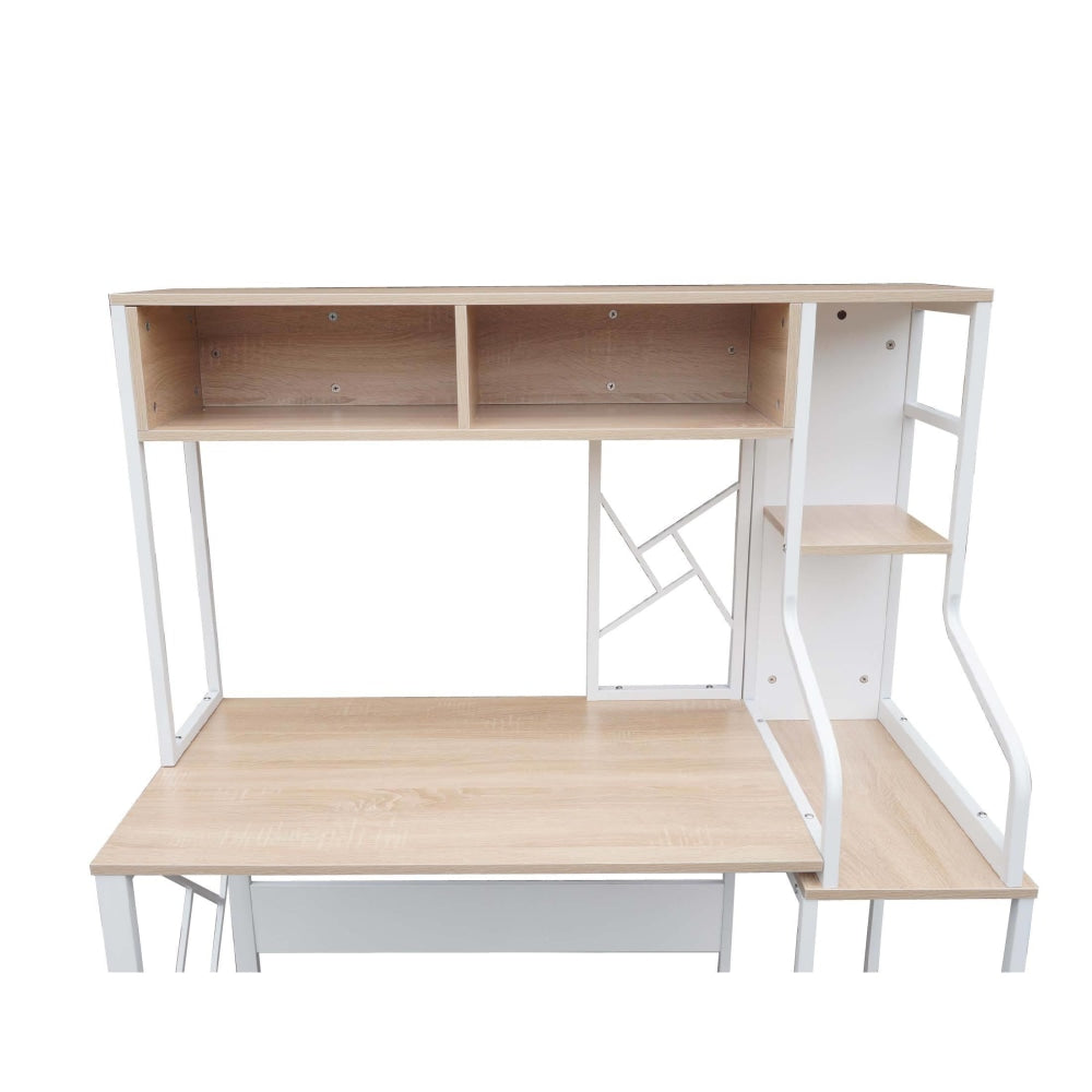 Modern Computer Study Office Desk Table 120cm W/ Hutch - Oak & White Fast shipping On sale