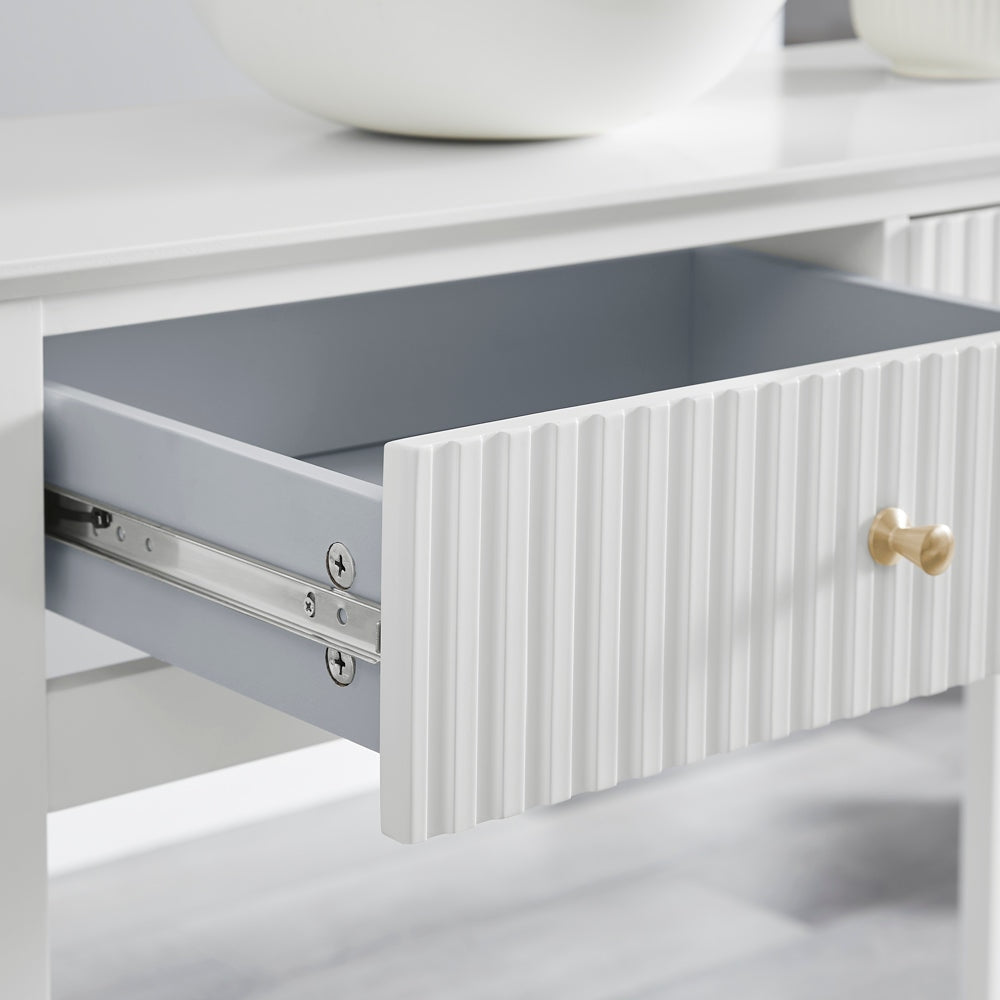 Issey Modern Wooden Hallway Console Hall Table Fluted 2-Drawers - White Fast shipping On sale