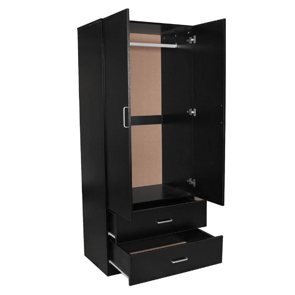 Modern 2 - Door 2 - Drawers Wardrobe Closet Clothes Storage Cabinet - Black Fast shipping On sale