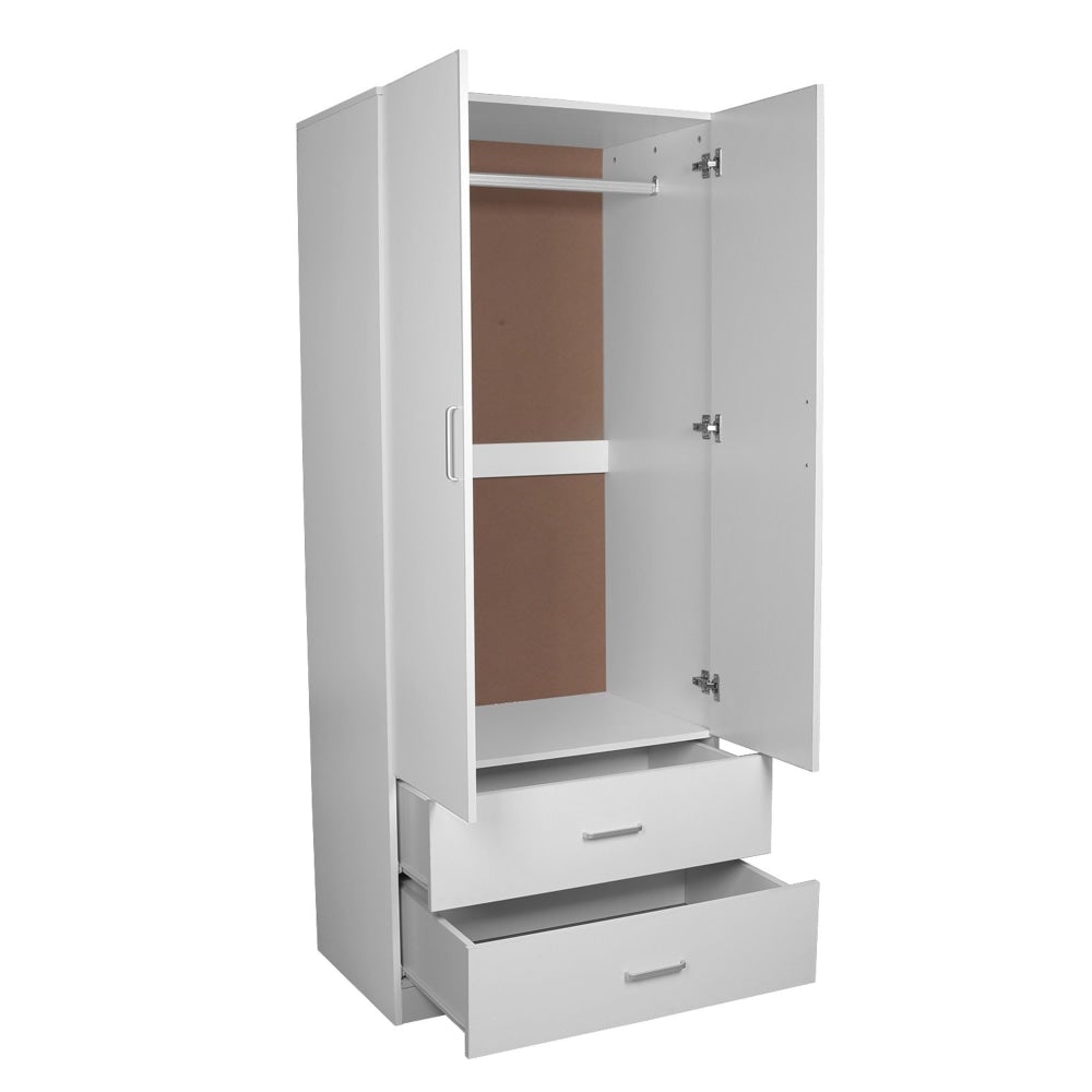 Modern 2 - Door 2 - Drawers Wardrobe Closet Clothes Storage Cabinet - White Fast shipping On sale
