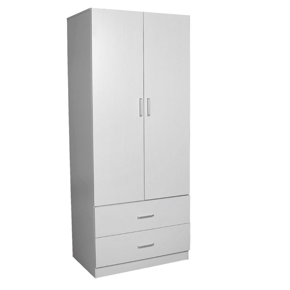Modern 2 - Door 2 - Drawers Wardrobe Closet Clothes Storage Cabinet - White Fast shipping On sale