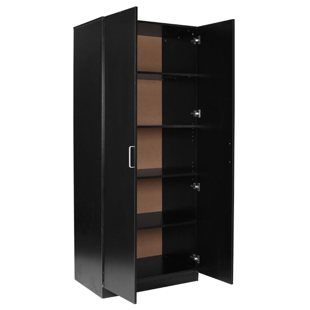 Modern 2 - Door Multi - Purpose 5 - Tier Cupboard Pantry Storage Cabinet - Black Fast shipping On sale