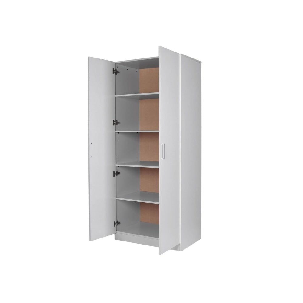 Modern 2 - Door Multi - Purpose 5 - Tier Cupboard Pantry Storage Cabinet - White Fast shipping On sale