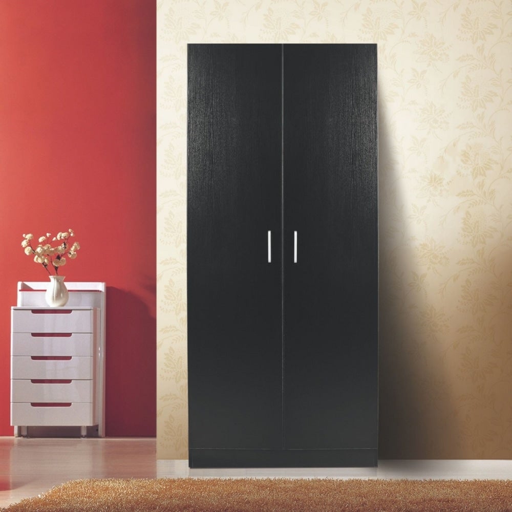 Modern 2 - Door Multi - Purpose Wardrobe Closet Clothes Storage Cabinet - Black Fast shipping On sale