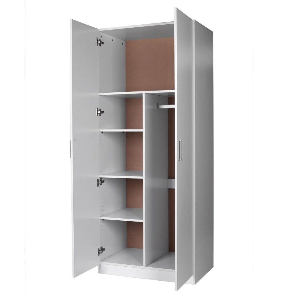 Modern 2 - Door Multi - Purpose Wardrobe Closet Clothes Storage Cabinet - White Fast shipping On sale