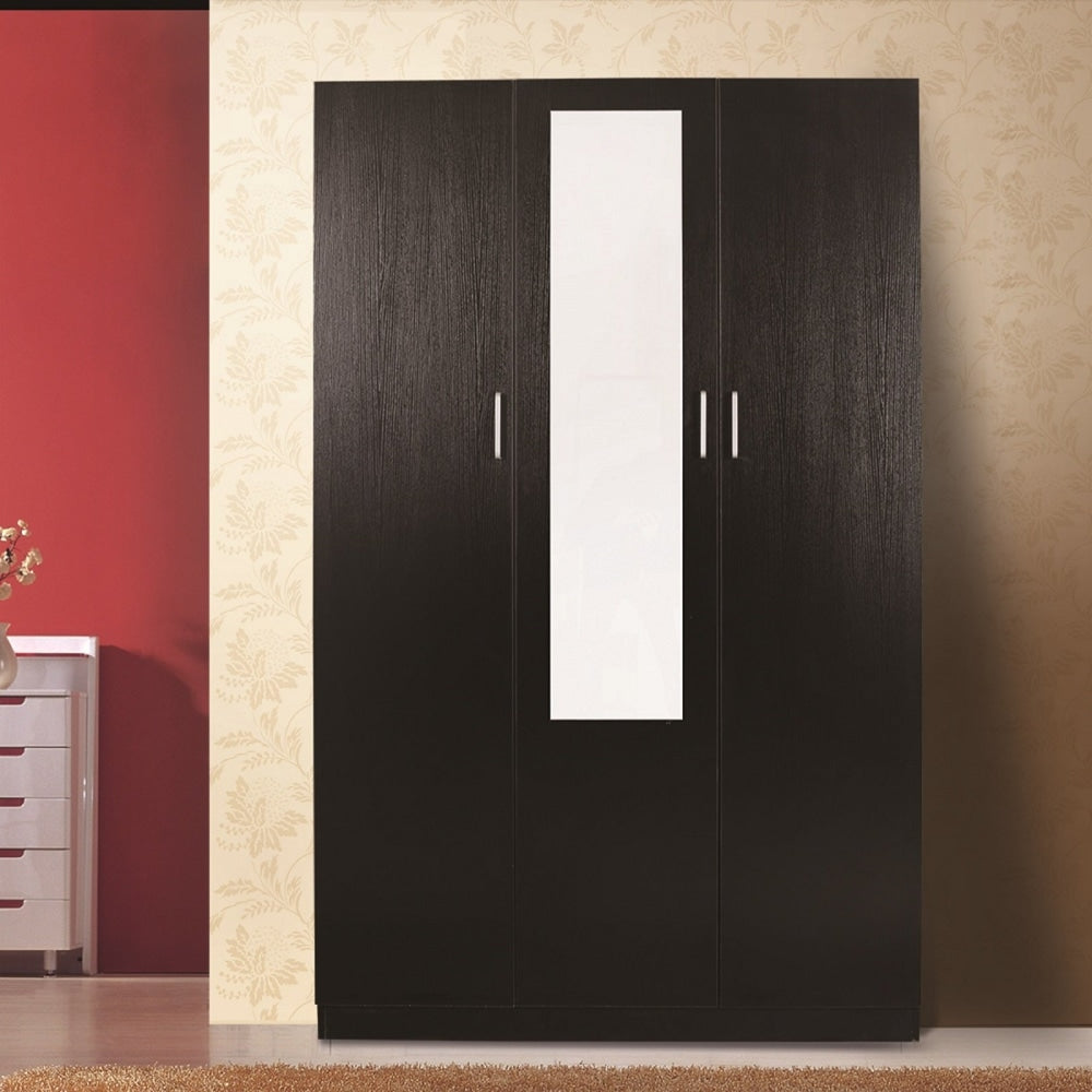 Modern 3 - Door Multi - Purpose Wardrobe Closet Clothes Storage Cabinet - Black Fast shipping On sale